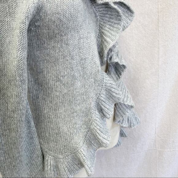 Y2K DressBarn gray metallic ruffle lightweight cardigan size small - Picture 8 of 14